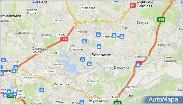 mapa Sosnowca, Sosnowiec na mapie Targeo