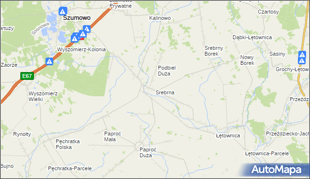 mapa Srebrna gmina Szumowo, Srebrna gmina Szumowo na mapie Targeo