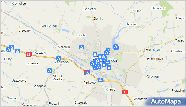 mapa Środa Wielkopolska, Środa Wielkopolska na mapie Targeo