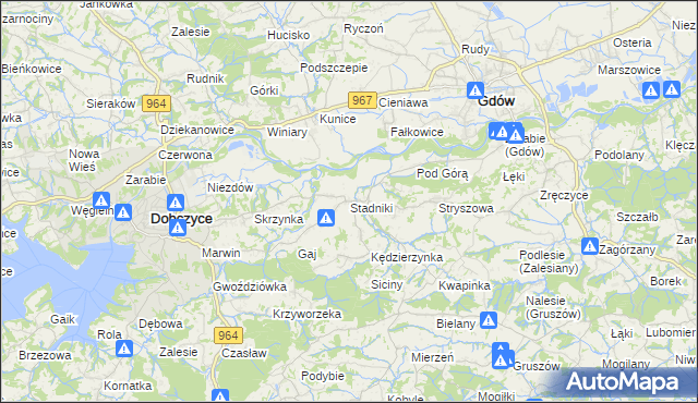 mapa Stadniki gmina Dobczyce, Stadniki gmina Dobczyce na mapie Targeo