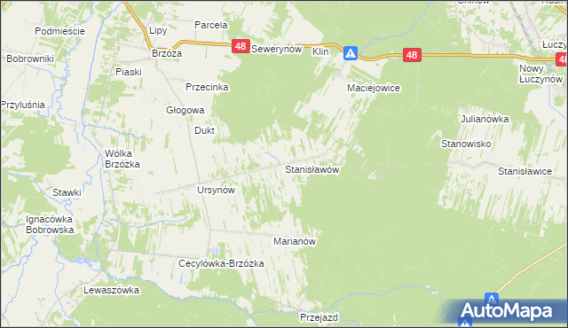 mapa Stanisławów gmina Głowaczów, Stanisławów gmina Głowaczów na mapie Targeo