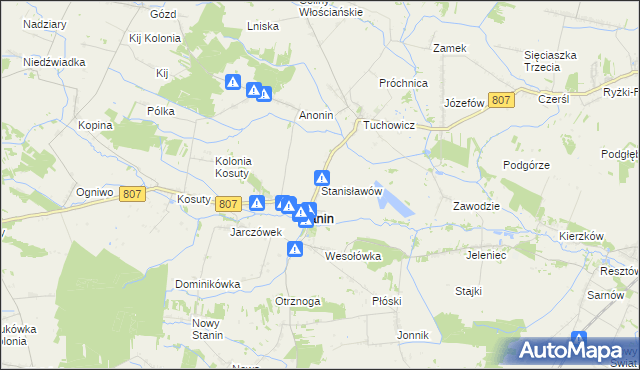 mapa Stanisławów gmina Stanin, Stanisławów gmina Stanin na mapie Targeo
