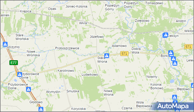 mapa Stara Wrona, Stara Wrona na mapie Targeo
