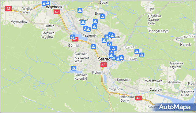 mapa Starachowic, Starachowice na mapie Targeo