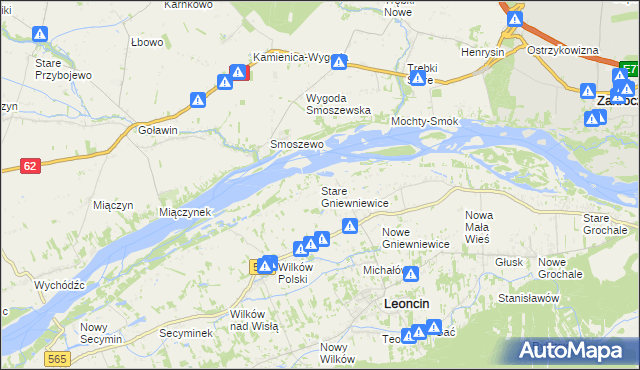 mapa Stare Gniewniewice, Stare Gniewniewice na mapie Targeo