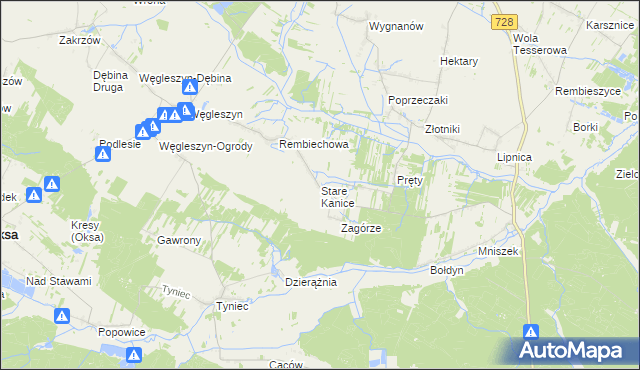 mapa Stare Kanice, Stare Kanice na mapie Targeo