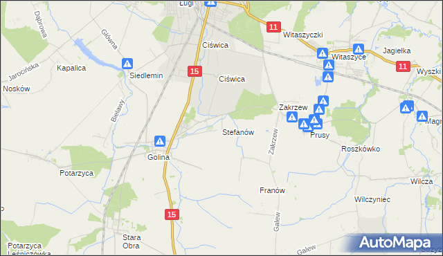 mapa Stefanów gmina Jarocin, Stefanów gmina Jarocin na mapie Targeo