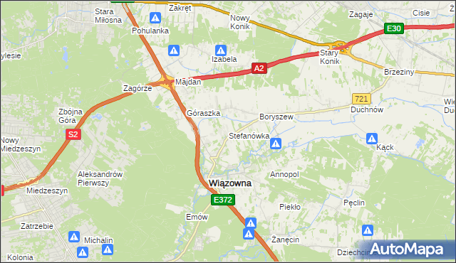 mapa Stefanówka gmina Wiązowna, Stefanówka gmina Wiązowna na mapie Targeo
