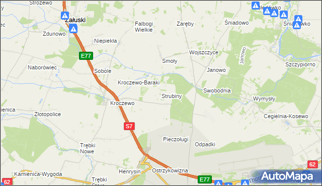 mapa Strubiny gmina Zakroczym, Strubiny gmina Zakroczym na mapie Targeo