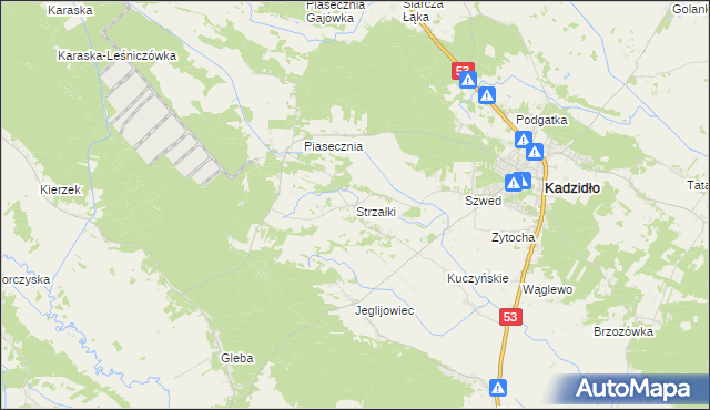 mapa Strzałki gmina Kadzidło, Strzałki gmina Kadzidło na mapie Targeo
