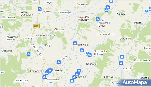 mapa Studzianka gmina Łomazy, Studzianka gmina Łomazy na mapie Targeo