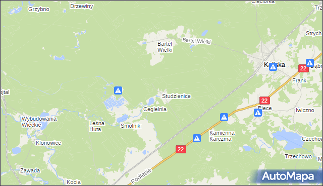 mapa Studzienice gmina Kaliska, Studzienice gmina Kaliska na mapie Targeo