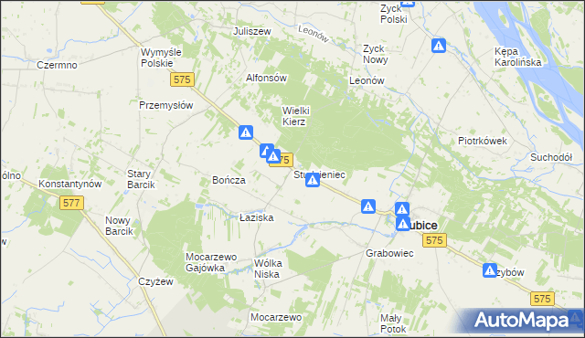 mapa Studzieniec gmina Słubice, Studzieniec gmina Słubice na mapie Targeo
