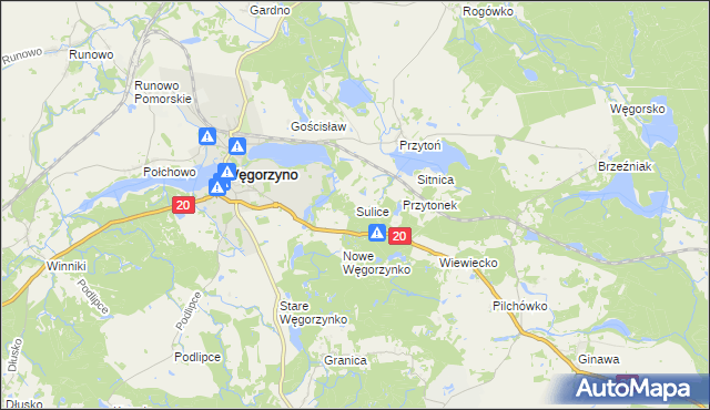 mapa Sulice, Sulice na mapie Targeo