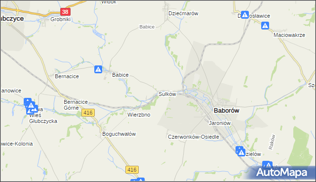 mapa Sułków gmina Baborów, Sułków gmina Baborów na mapie Targeo