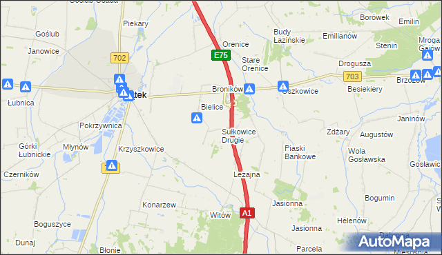 mapa Sułkowice Drugie, Sułkowice Drugie na mapie Targeo