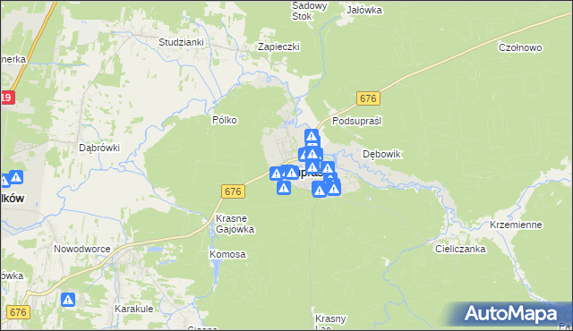 mapa Supraśl, Supraśl na mapie Targeo