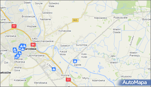 mapa Surochów, Surochów na mapie Targeo