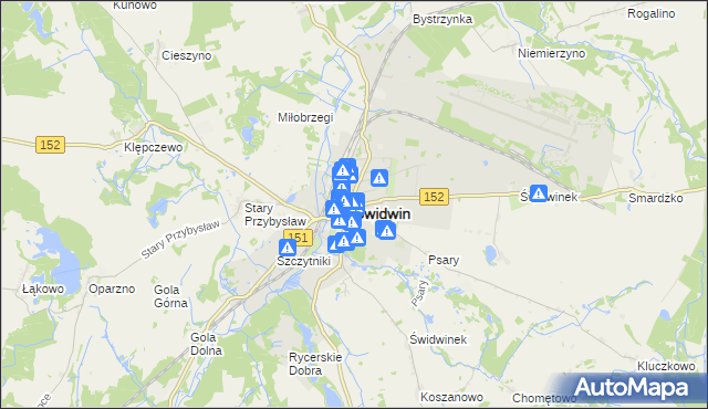 mapa Świdwin, Świdwin na mapie Targeo