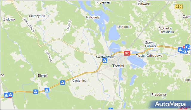 mapa Świdwowiec, Świdwowiec na mapie Targeo