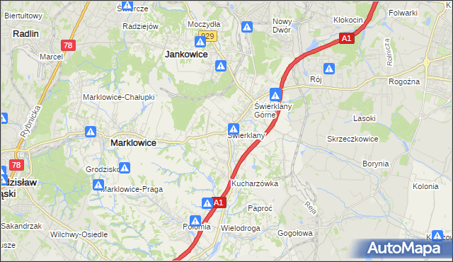 mapa Świerklany, Świerklany na mapie Targeo