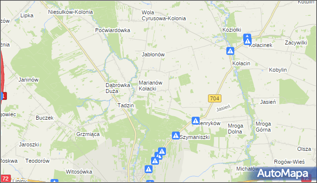 mapa Syberia gmina Brzeziny, Syberia gmina Brzeziny na mapie Targeo
