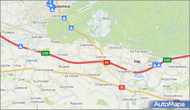 mapa Szarów gmina Kłaj, Szarów gmina Kłaj na mapie Targeo