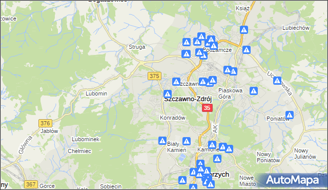 mapa Szczawno-Zdrój, Szczawno-Zdrój na mapie Targeo