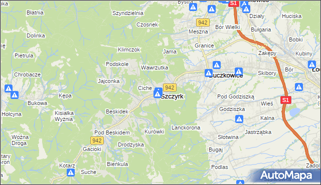 mapa Szczyrk, Szczyrk na mapie Targeo