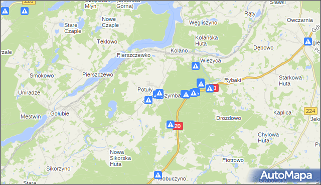 mapa Szymbark gmina Stężyca, Szymbark gmina Stężyca na mapie Targeo