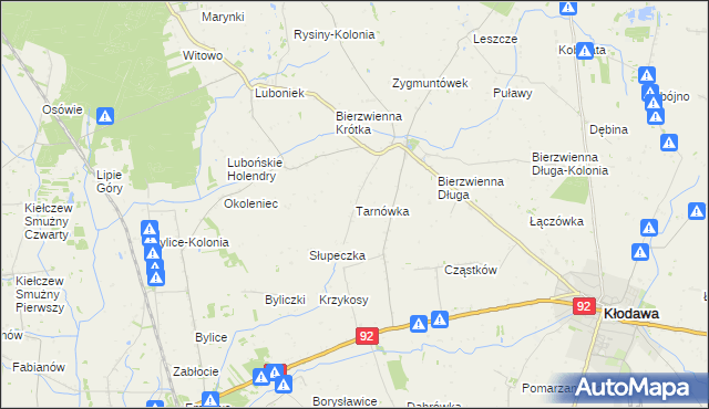 mapa Tarnówka gmina Kłodawa, Tarnówka gmina Kłodawa na mapie Targeo