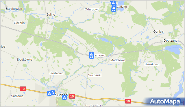 mapa Tarnowo gmina Suchań, Tarnowo gmina Suchań na mapie Targeo