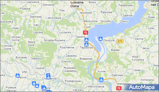 mapa Tęgoborze, Tęgoborze na mapie Targeo