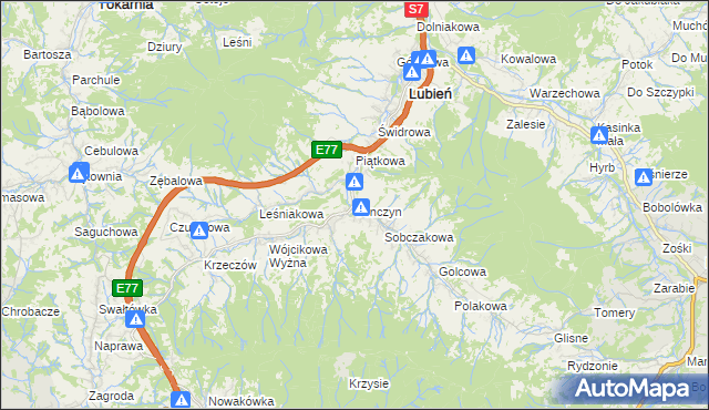 mapa Tenczyn, Tenczyn na mapie Targeo