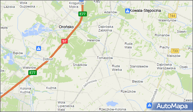 mapa Tomaszów gmina Orońsko, Tomaszów gmina Orońsko na mapie Targeo