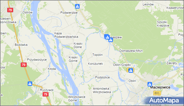 mapa Topolin gmina Maciejowice, Topolin gmina Maciejowice na mapie Targeo