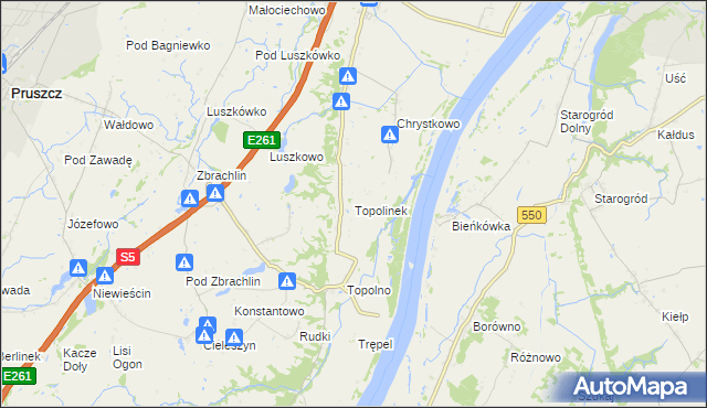mapa Topolinek gmina Świecie, Topolinek gmina Świecie na mapie Targeo