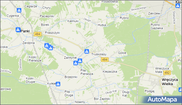 mapa Truskolasy gmina Wręczyca Wielka, Truskolasy gmina Wręczyca Wielka na mapie Targeo