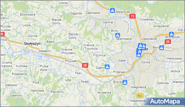 mapa Trzcinica gmina Jasło, Trzcinica gmina Jasło na mapie Targeo