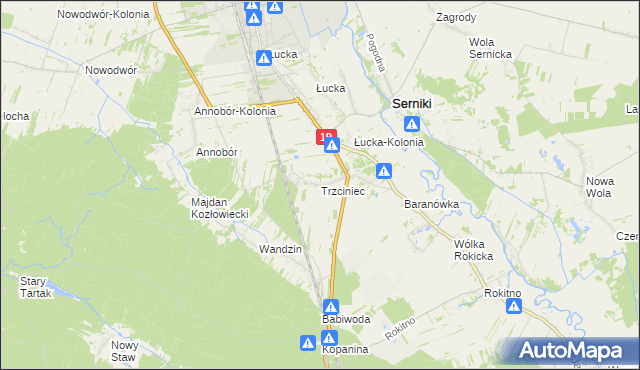 mapa Trzciniec gmina Lubartów, Trzciniec gmina Lubartów na mapie Targeo
