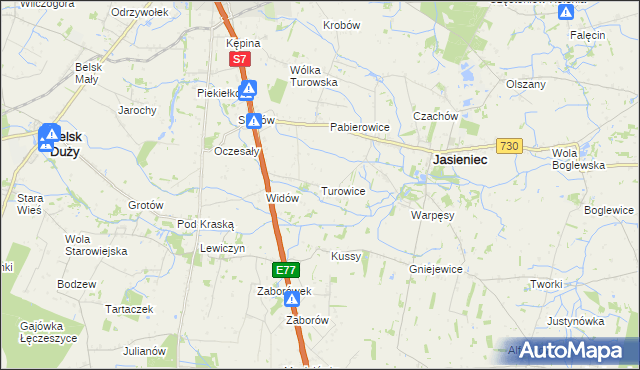 mapa Turowice gmina Jasieniec, Turowice gmina Jasieniec na mapie Targeo