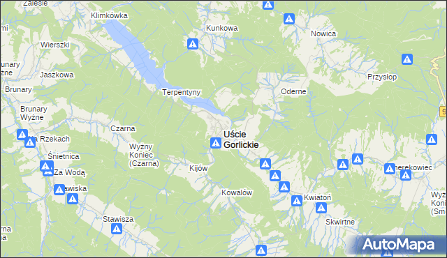 mapa Uście Gorlickie, Uście Gorlickie na mapie Targeo
