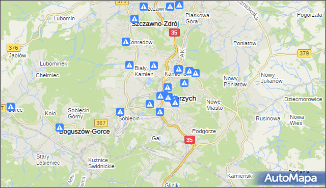 mapa Wałbrzycha, Wałbrzych na mapie Targeo