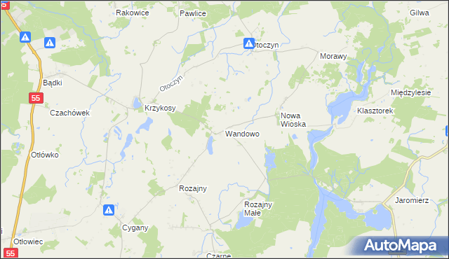 mapa Wandowo gmina Gardeja, Wandowo gmina Gardeja na mapie Targeo