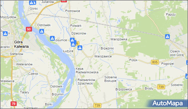 mapa Warszawice, Warszawice na mapie Targeo