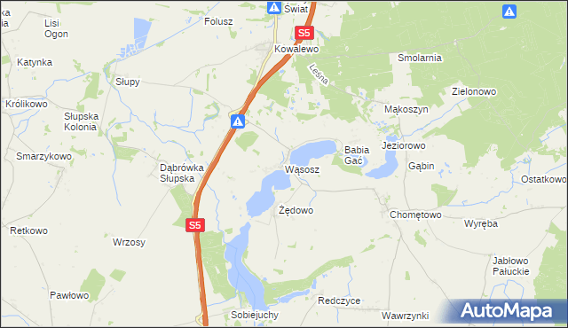 mapa Wąsosz gmina Szubin, Wąsosz gmina Szubin na mapie Targeo