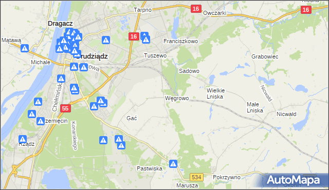 mapa Węgrowo, Węgrowo na mapie Targeo
