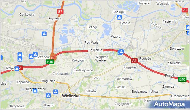 mapa Węgrzce Wielkie, Węgrzce Wielkie na mapie Targeo