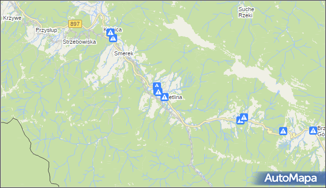 mapa Wetlina, Wetlina na mapie Targeo