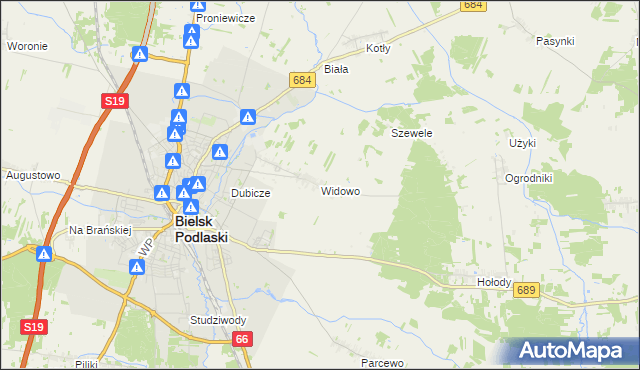 mapa Widowo, Widowo na mapie Targeo